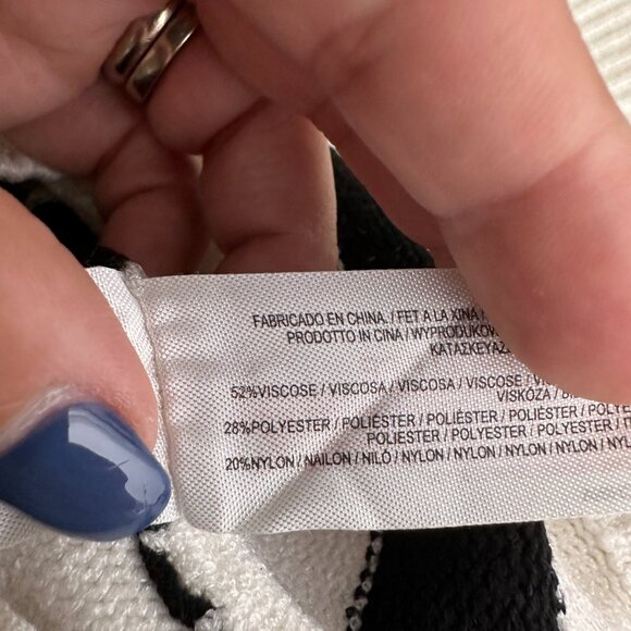 2/$30 Primark Striped Henley Funnel Neck Sweater Dress Medium White #A0362 TRB2 - Picture 5 of 6